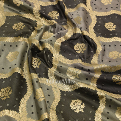 Cement Gray Rangkart Mashru Satin Silk Banarasi Saree