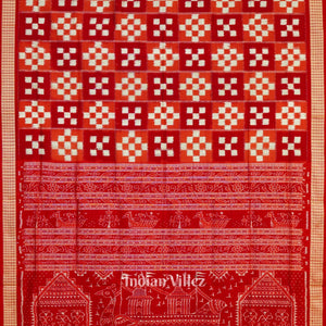 Red White Pasapali Theme Pure Sambalpuri Silk Saree