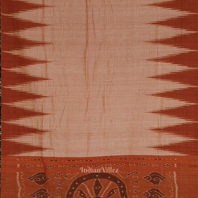 Brick Red Kargil Kumbha Maniabandha Cotton Saree