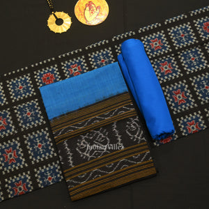 Black Blue Odisha Ikat Sambalpuri Dress Set & Dupatta