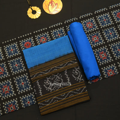 Black Blue Odisha Ikat Sambalpuri Dress Set & Dupatta