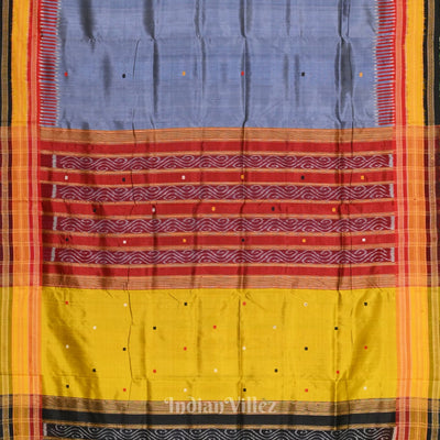 Cement Gray Kathiphera Odisha Ikat Khandua Silk Saree
