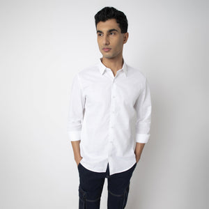 Self-Checkered Semi-Formal Shirt