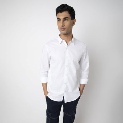 Self-Checkered Semi-Formal Shirt