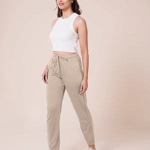 Women Solid Beige Mid Rise Ultra Warm Jogger