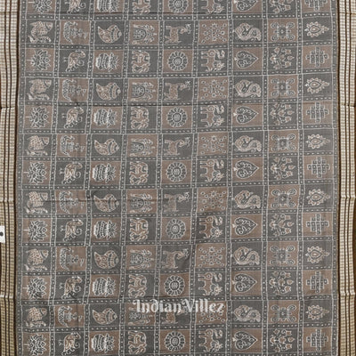 Moss Green Designer Odisha Ikat Sambalpuri Silk Saree