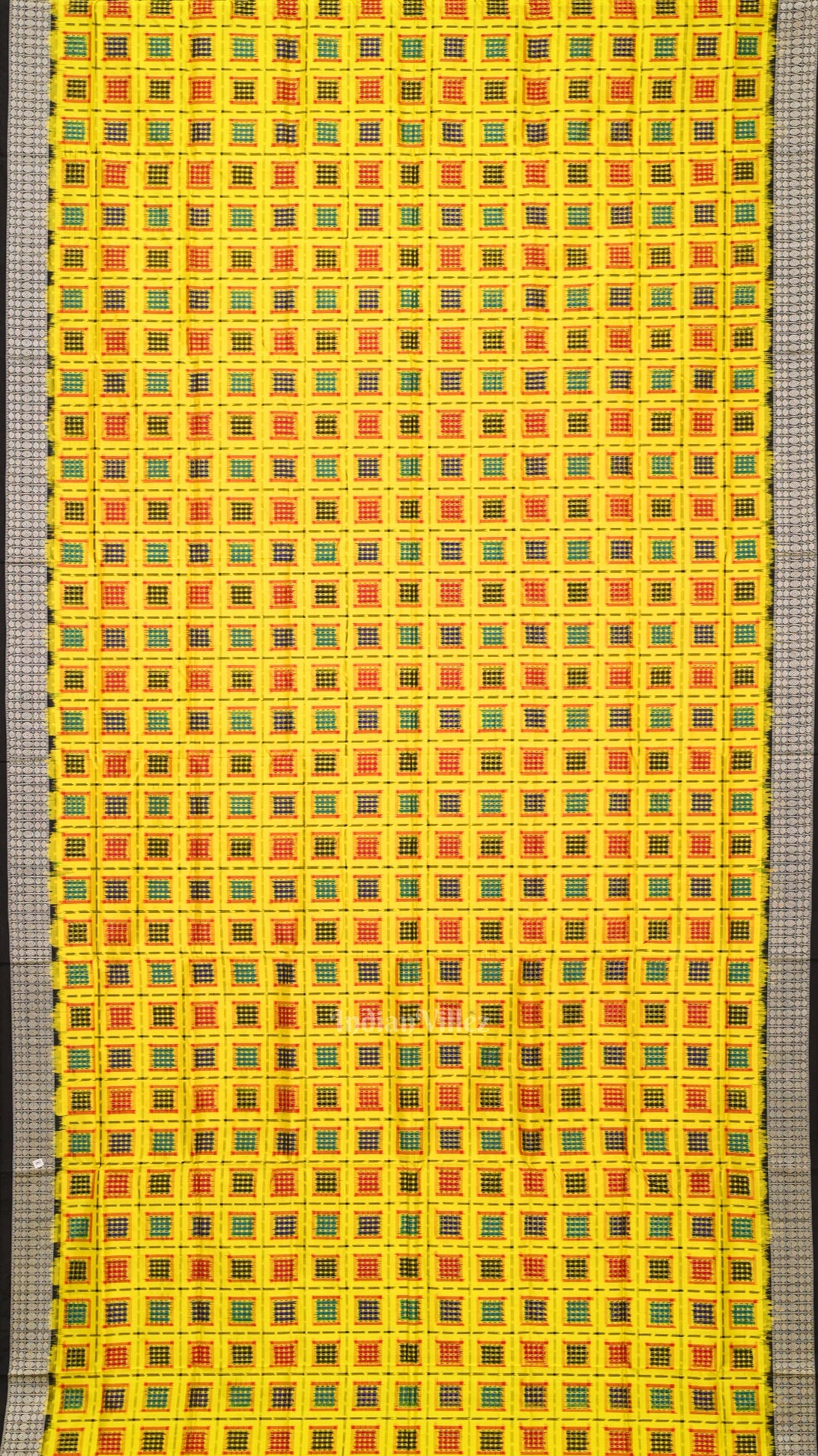 Yellow Black Ashwini Odisha Ikat Sambalpuri Silk Saree