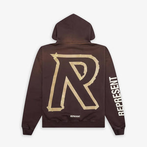 Represent | MASKING TAPE INITIAL ZIP HOODIE { CEDAR