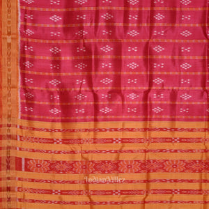 Rani Pink Yellow Pasapali Odisha Ikat Khandua Silk Saree