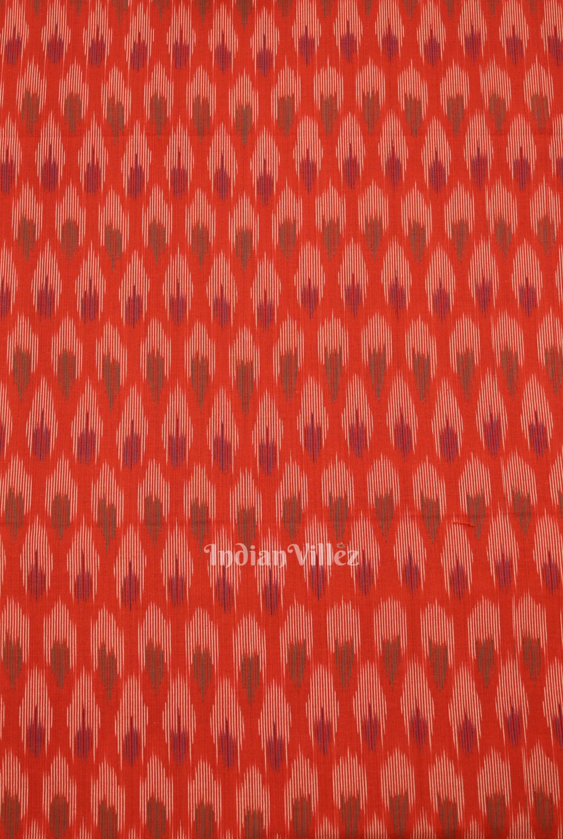 Red Pochampally Ikat Cotton Fabric
