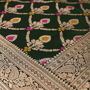 Green Meenakari Pure Mashru Satin Silk Banarasi Saree