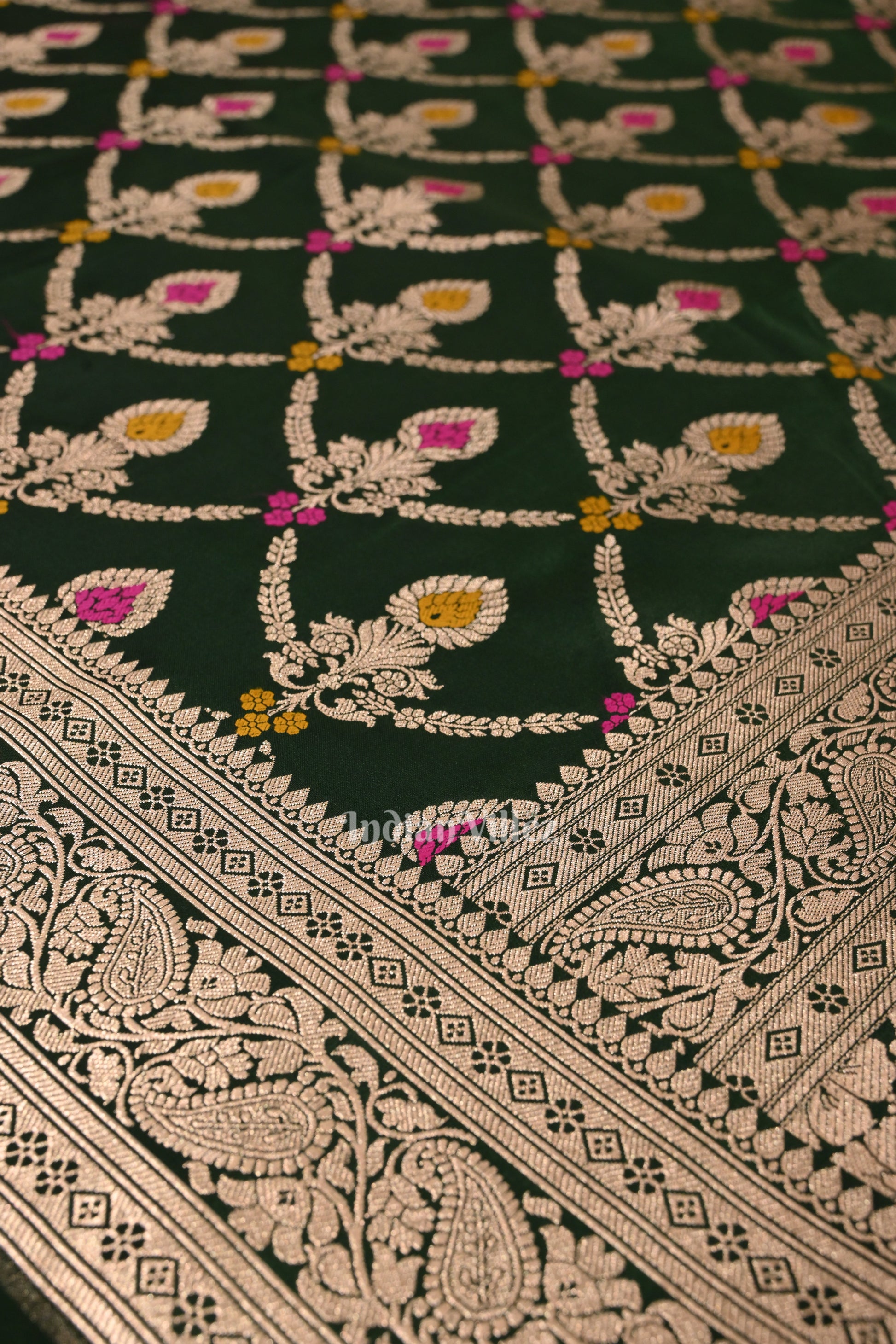 Green Meenakari Pure Mashru Satin Silk Banarasi Saree