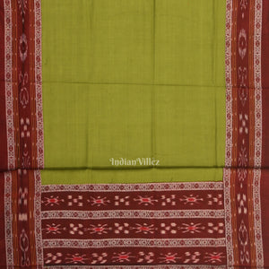 Maroon Parrot Green Flower Buti Odisha Ikat  Sambalpuri Dress Set & Dupatta