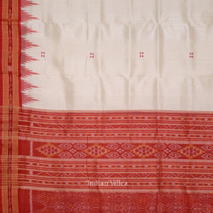 White Red Buti Odisha Ikat Khandua Silk Saree