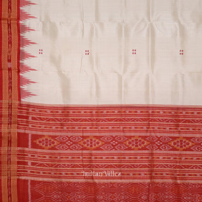 White Red Buti Odisha Ikat Khandua Silk Saree