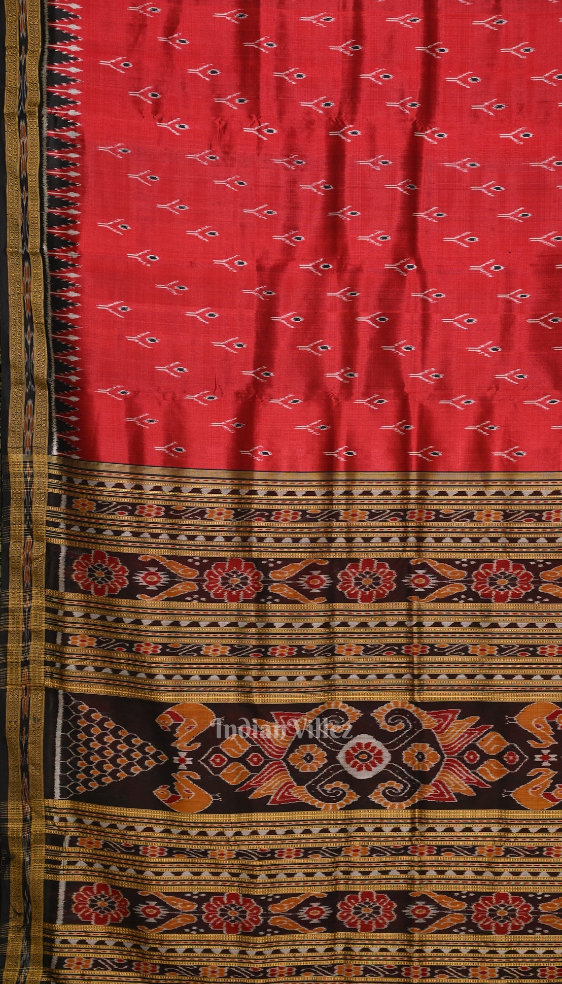 Deep Red Mayur Chandrika Khandua Silk Saree