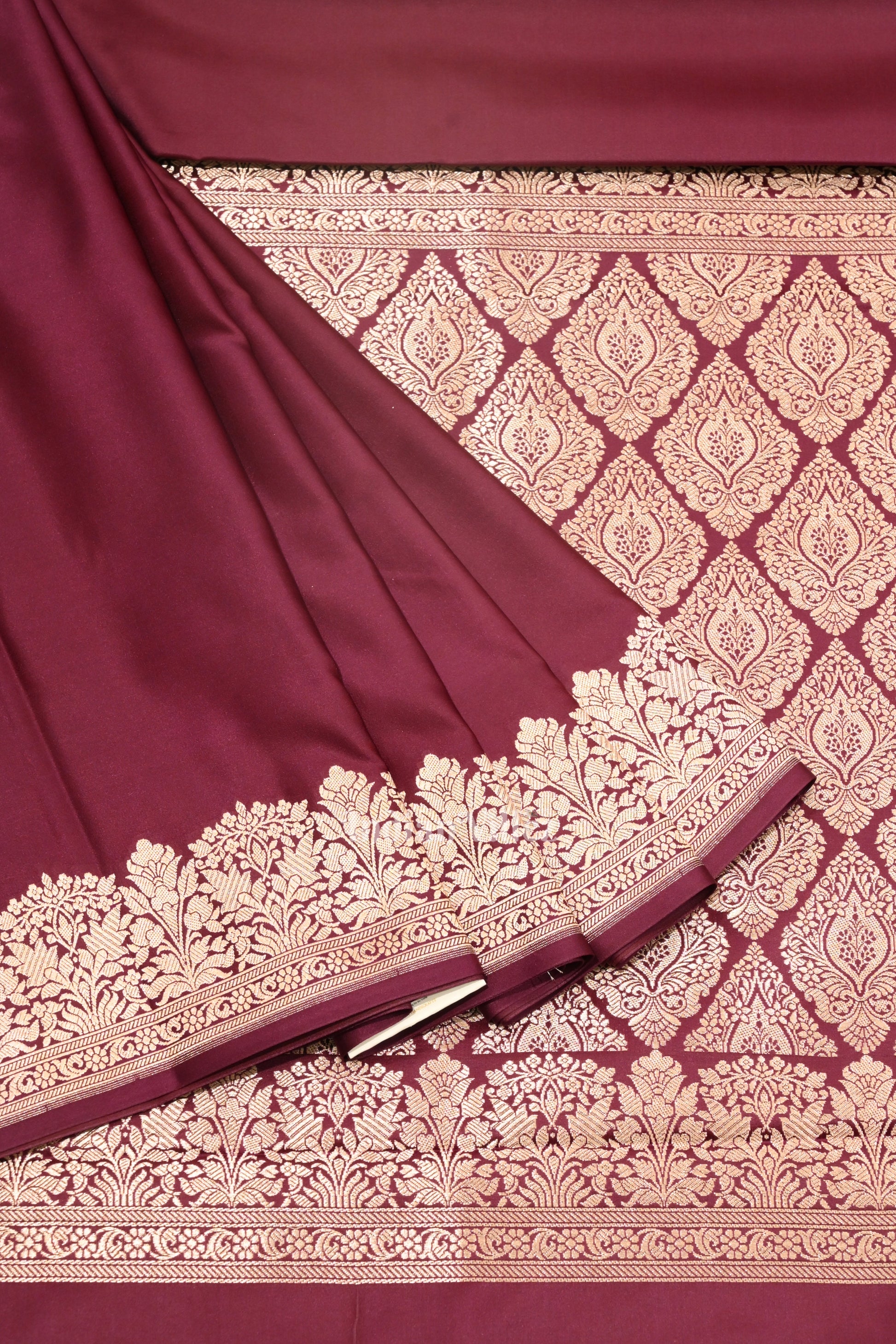 Plum Purple Soft Pure Mashru Satin Silk Banarasi Saree