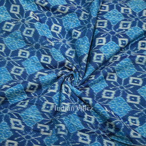 Blue Pasapali Sambalpuri Odisha Ikat Cotton Fabric
