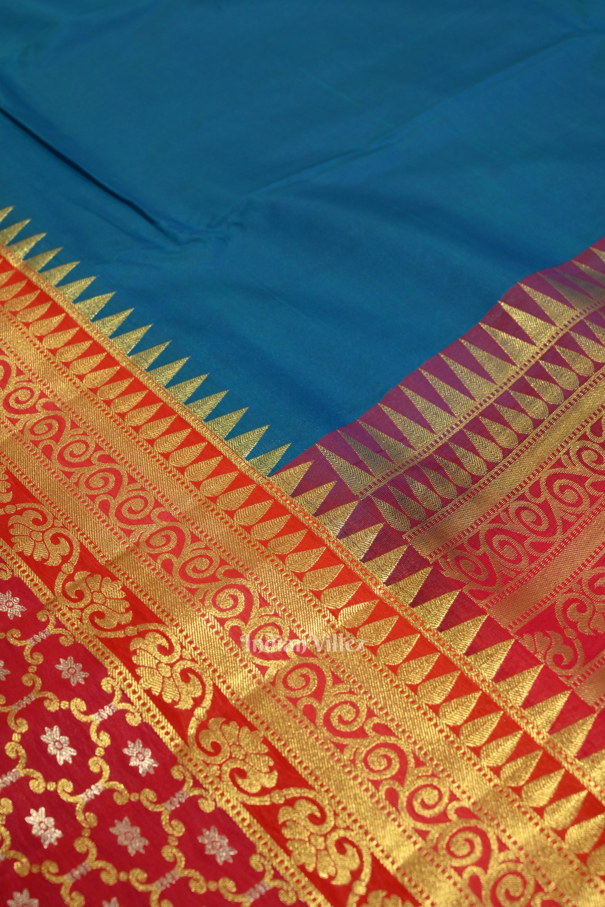 Copper Sulphate Pure Kanjivaram Silk Saree