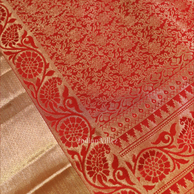 Red Pure Kanjivaram Silk Saree with Zari Brocade