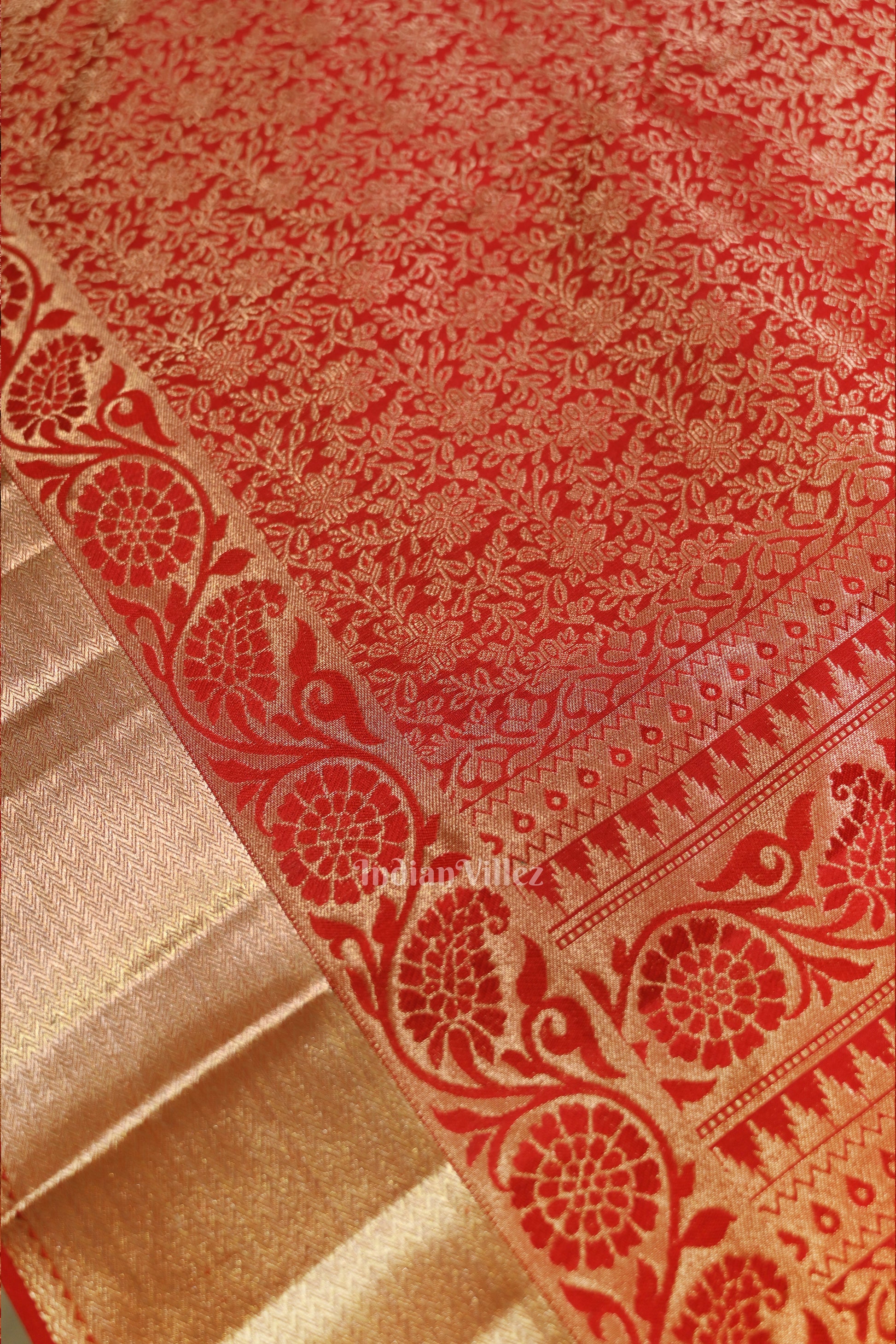 Red Pure Kanjivaram Silk Saree with Zari Brocade