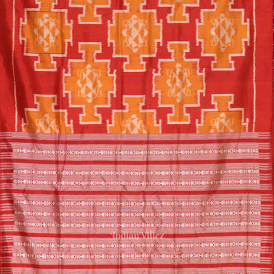 Exclusive Designer Red with Mustard Yellow Contemporary Silk Saree