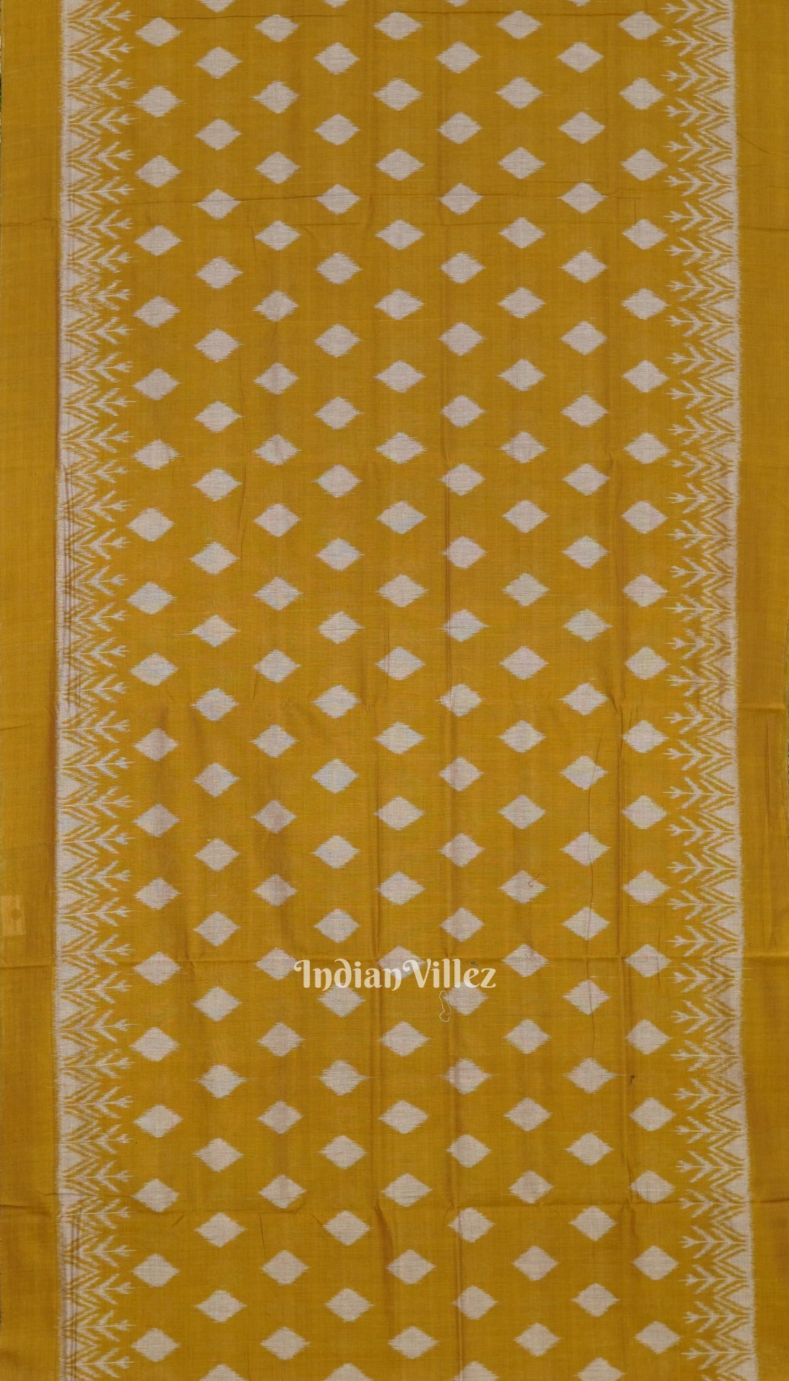 Mustard Yellow Maniabandha Theme Cotton Saree