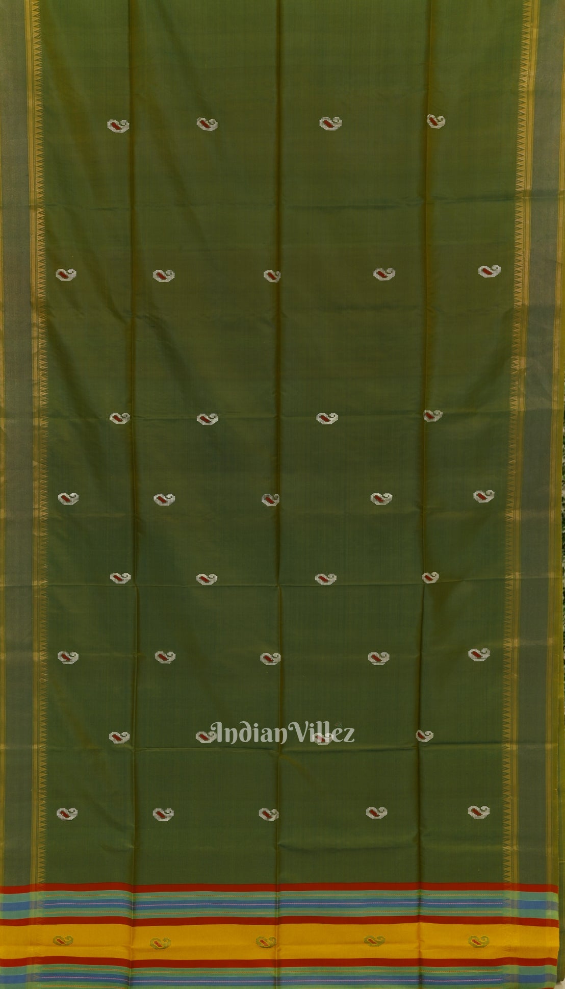 Musk Green With Yellow Pure Bishnupuri Silk Saree