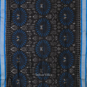 Black Dual Tone Tribal Theme Sambalpuri Silk Saree