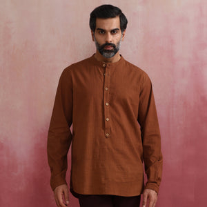 trueBrowns Men's Brown Cotton Shirt
