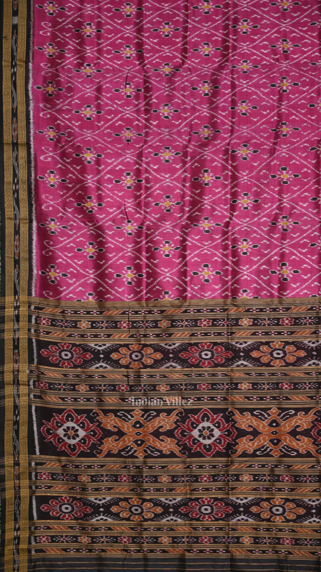 Purple Black Odisha Ikat Khandua Silk Saree