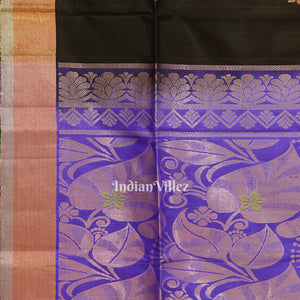 Black Blue Handwoven Bishnupuri Silk Saree