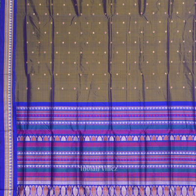 Golden Blue  Dongaria Border Bomkai Sambalpuri Silk saree