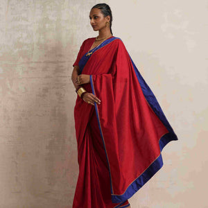 trueBrowns Red Silk Ready To Wear Saree