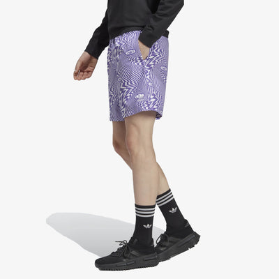 Adidas Originals | REKIVE ALLOVER PRINT SHORTS  { WHITE/PURPLE RUSH