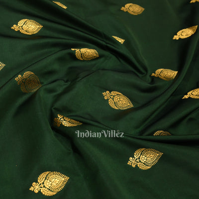 Cadmium Green Soft Pure Mashru Satin Silk Banarasi Saree
