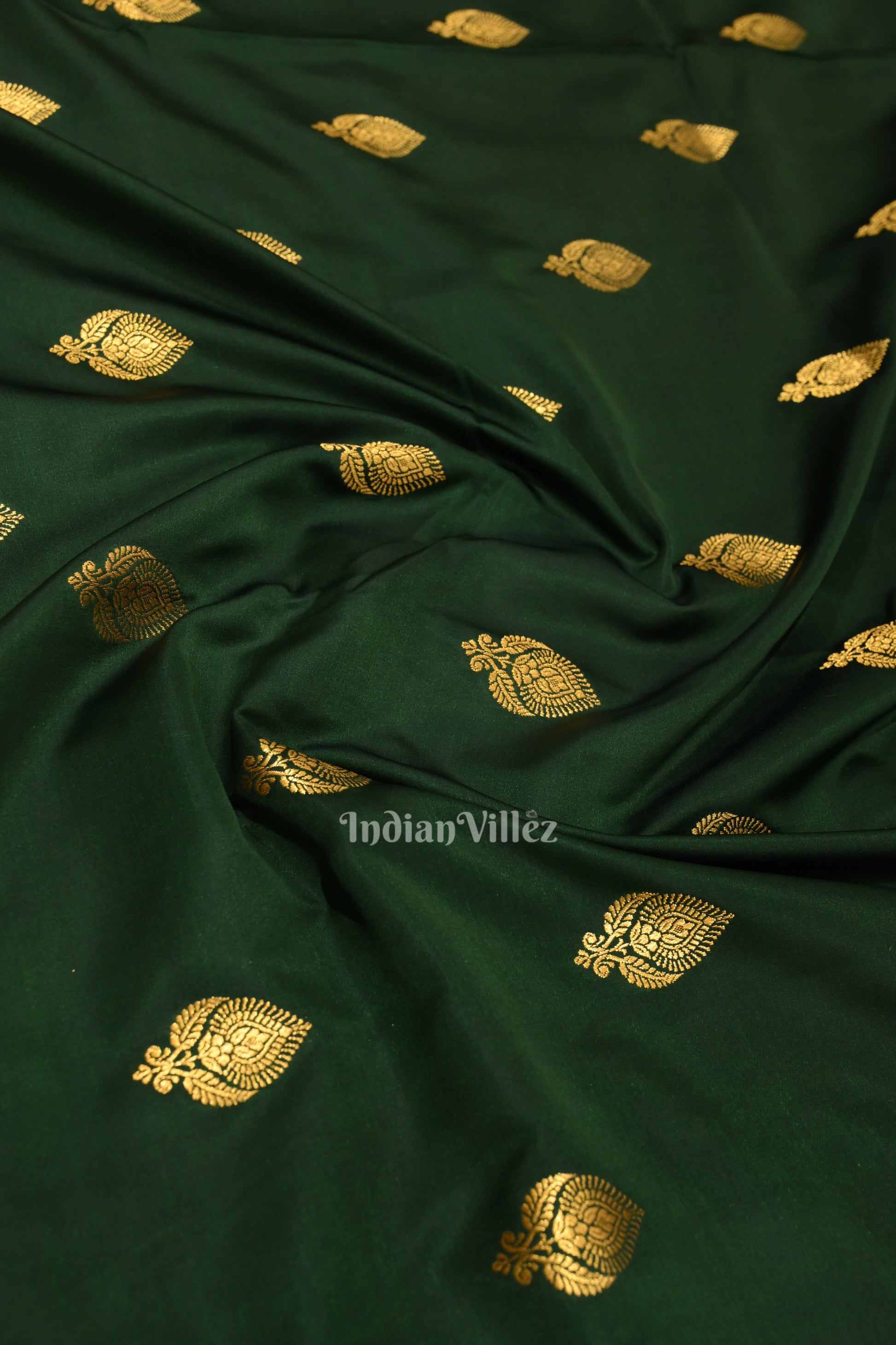 Cadmium Green Soft Pure Mashru Satin Silk Banarasi Saree