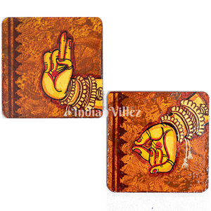 Mudra Pattachitra Hand-Painted Tray Coaster Set