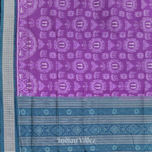 Light Purple Laxmi Pada Theme Odisha Ikat Sambalpuri Silk Saree