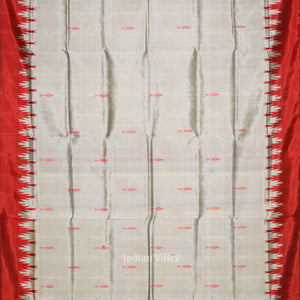 Gray Fish Motif with Animal Theme Double Pallu Berhampuri Silk Saree