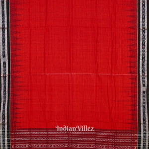 Red Maniabandha Black Striped Cotton Saree