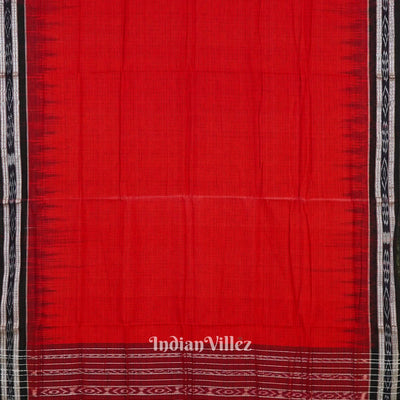 Red Maniabandha Black Striped Cotton Saree