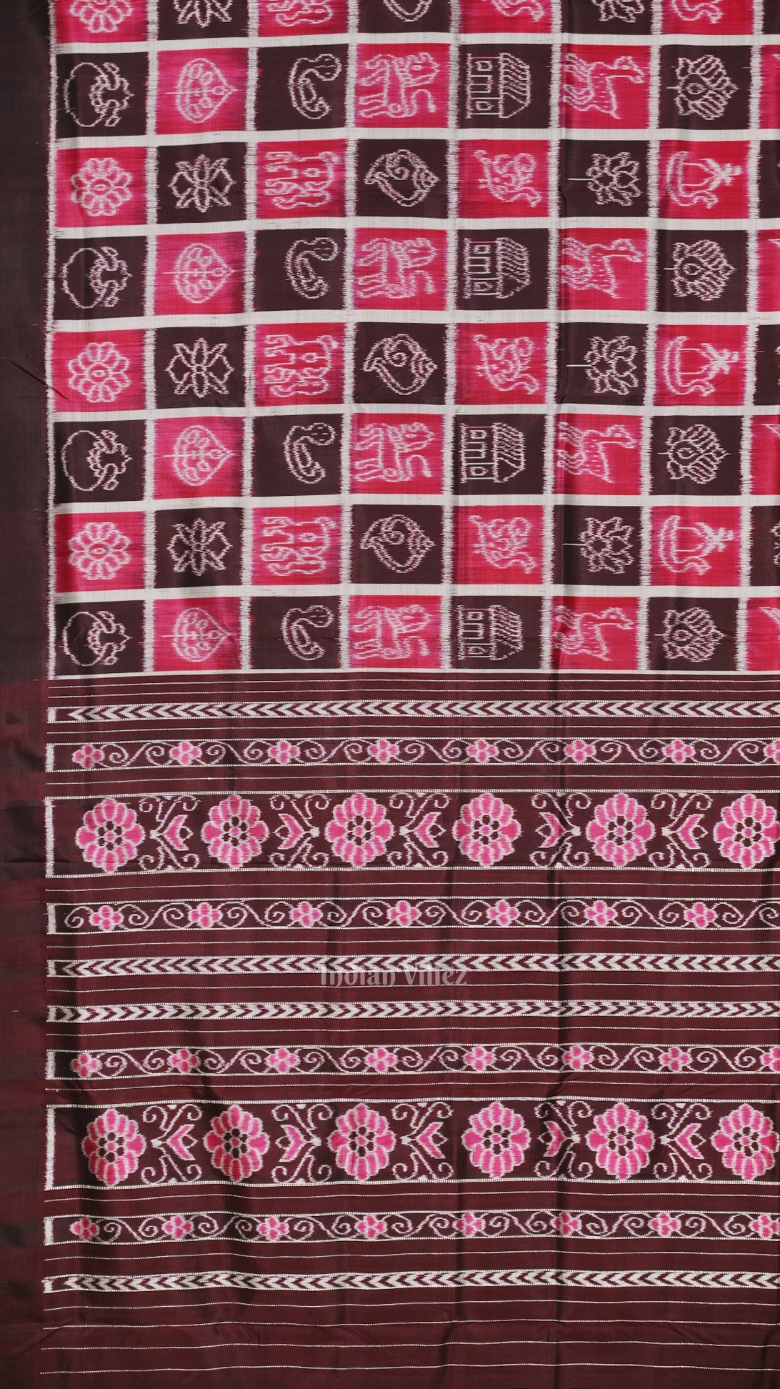 Pink Coffee  Nabakothi Odisha Ikat Contemporary Designer Saree