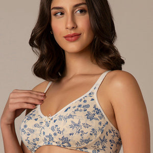 Chic Comfort Non-Padded and Non-Wired Cotton Bra - Floral Print
