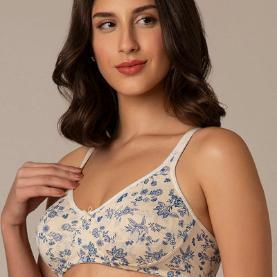 Chic Comfort Non-Padded and Non-Wired Cotton Bra - Floral Print