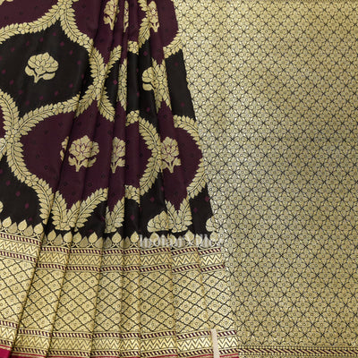 Violet Rangkart Mashru Satin Silk Banarasi Saree