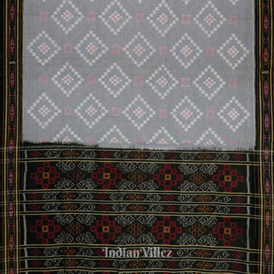 Faded Black Pasapali Theme Odisha Ikat Sambalpuri Pure Cotton Saree