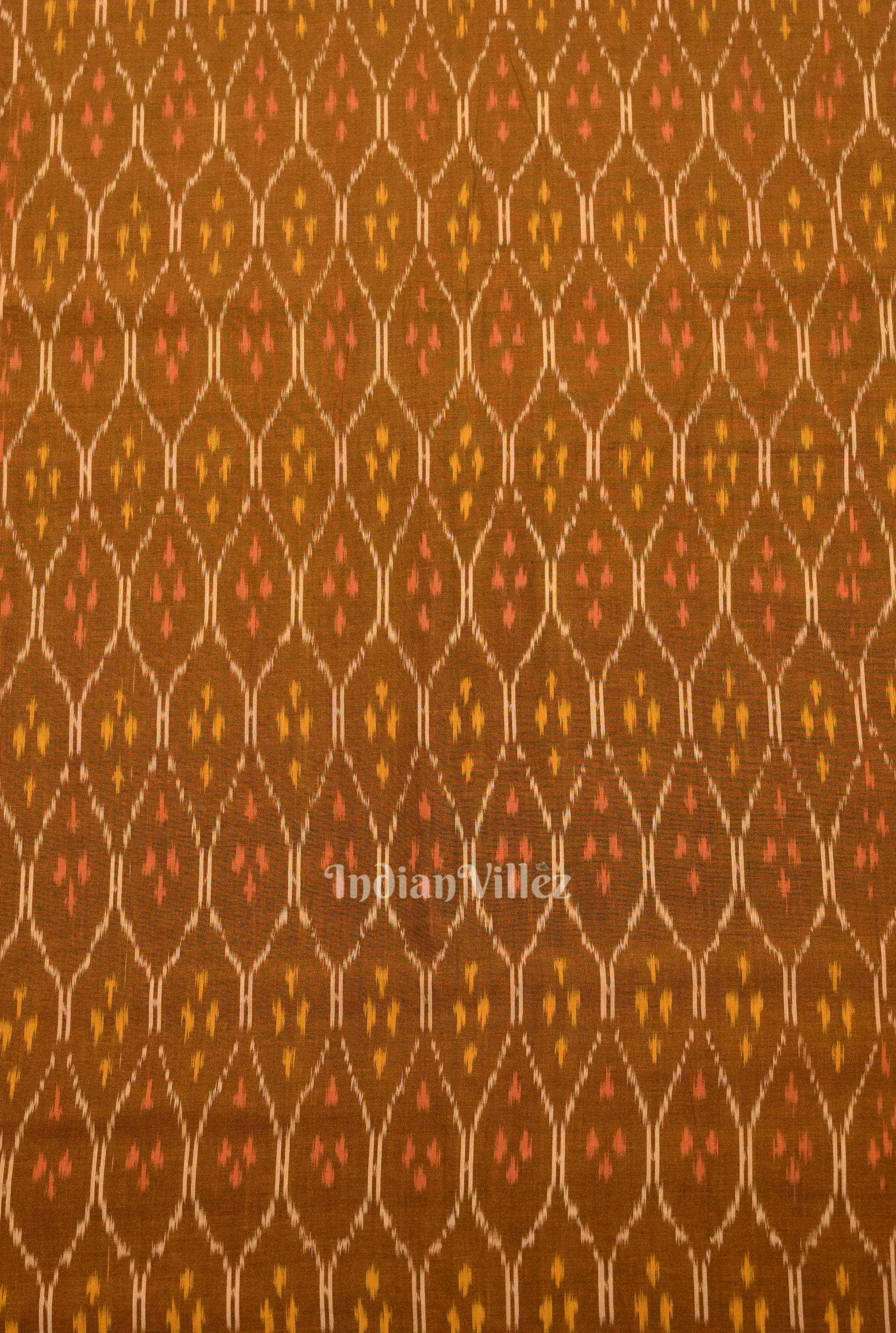 Mustard Yellow Pochampally Ikat Cotton Fabric