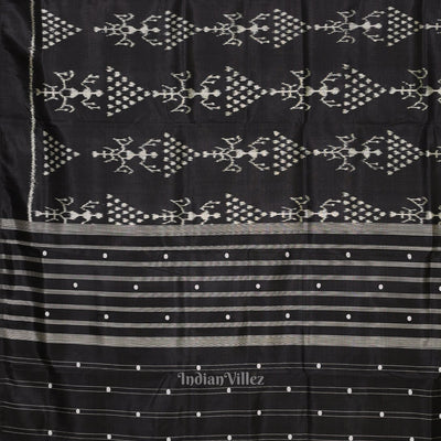 Black Tribal Jhoti Theme Contemporary Designer Silk Saree