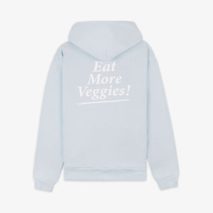 SPORTY & RICH | EAT MORE VEGGIES HOODIE { BABY BLUE/WHITE